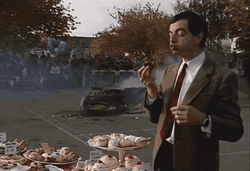 Mr Bean Waiting Car Crushed GIF