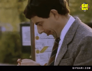 Mr Bean Waiting Eating GIF