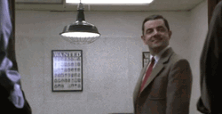 Mr Bean Waiting Inside Room One Way Mirror GIF
