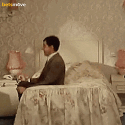 Mr Bean Waiting Jumping On The Bed GIF