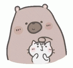 Mr Bear Petting His Cutie Cat GIF