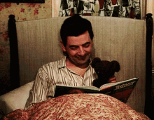 Mr. Ben Teddy Bed Time Reading GIF