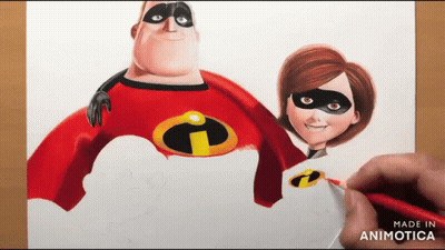 Mr. Incredible And Wife Drawing By Animatica GIF