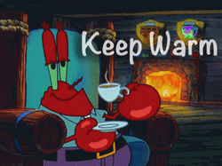 Mr. Krabs Drinking Coffee Stay Warm GIF