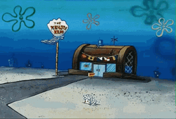 Mr Krabs Robot Exiting From Krusty Krab GIF