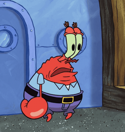 Mr. Krabs Standing In Front Of Blue Door GIF