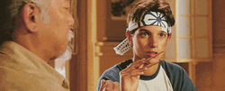 Mr Miyagi Ralph Macchio Chopsticks GIF