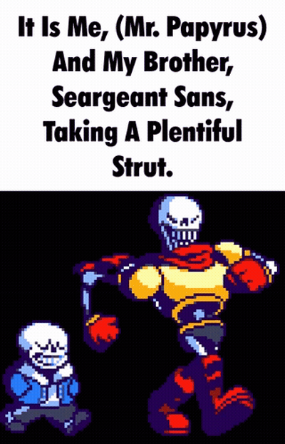 Mr. Papyrus And Sergeant Sans Taking A Strut GIF