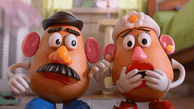 Mr. Potato Head And Mrs. Potato Head Toy Story Standing Together GIF