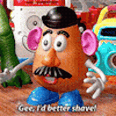 Mr Potato Head With Mustache Among Toys GIF