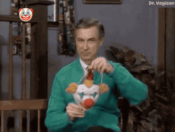 Mr Rogers Wearing Clown Emoji Mask GIF