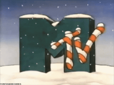 MTV Logo With Candy Canes And Snow GIF