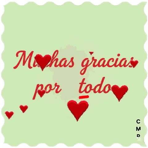 Muchas Gracias Por Todo Card With Red Hearts Sticker
