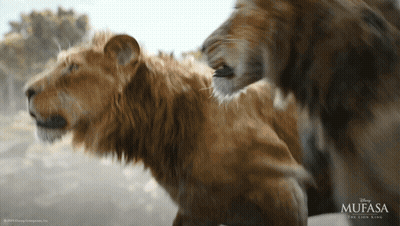 Mufasa The Lion King Poster With Two Lions GIF