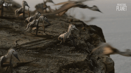 Multiple Baby Velociraptor Learning To Fly GIF