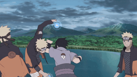 Multiple Naruto Fight Sasuke GIF