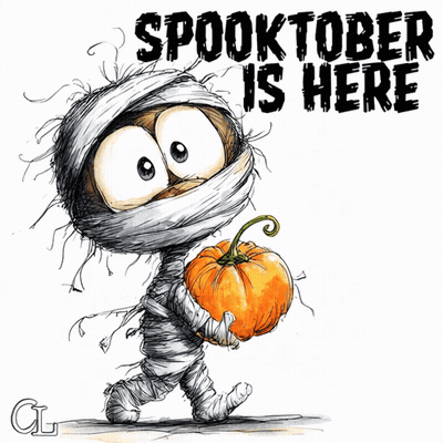 Mummy Holding Pumpkin Spooktober Is Here GIF