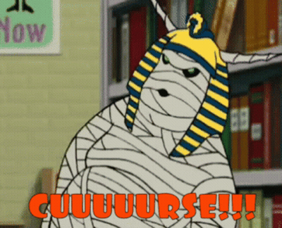 Mummy Saying Cuuuuurse In Red GIF