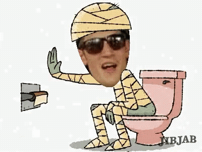 Mummy Sitting On Toilet With Sunglasses GIF