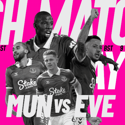 Mun Vs Eve Match Poster With Four Soccer Players GIF