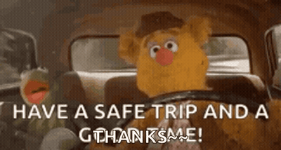 Muppet Driving Car With Kermit Behind GIF