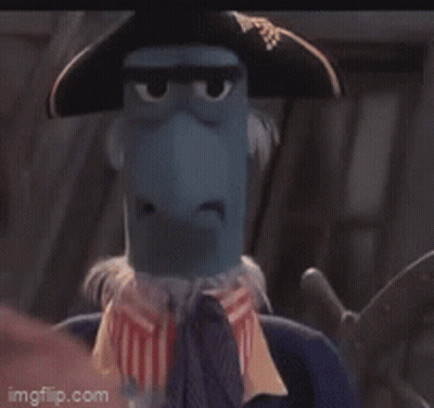 Muppet Wearing Pirate Hat And Tie GIF