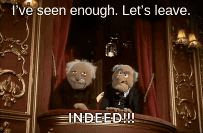 Muppets Sitting On Balcony Saying Let's Leave GIF