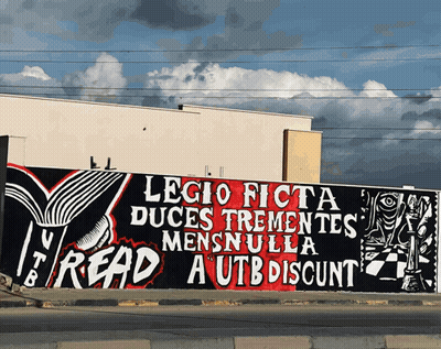 Mural Saying Legio Ficta GIF