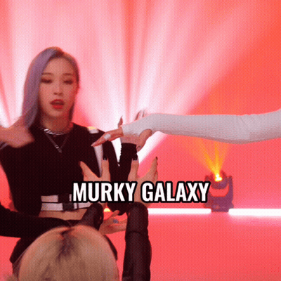Murky Galaxy Text Next To Woman GIF