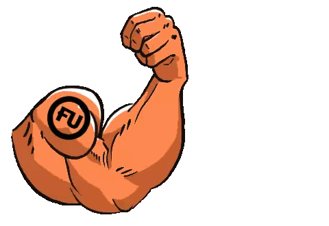 Muscular Arm With FU Logo Sticker