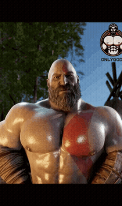 Muscular Bearded Man Standing In Woods GIF