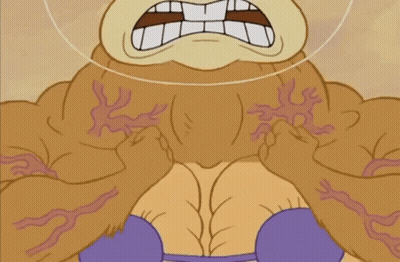 Muscular Cartoon Character In Purple Bikini GIF