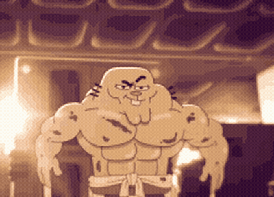 Muscular Cartoon Character With Angry Face GIF
