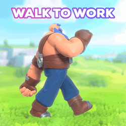 Muscular Guy Walking Happily GIF