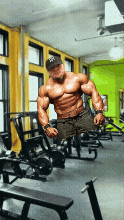 Muscular Man In New York Yankees Hat GIF