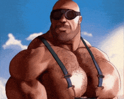 Muscular Man In Suspenders And Sunglasses GIF