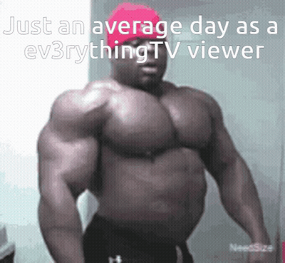 Muscular Man Just An Average Day As An Everything TV Viewer GIF