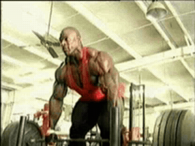 Muscular Man Lifting Barbell In Gym GIF