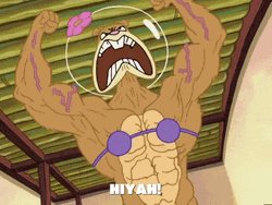 Muscular Sandy Cheeks Hiyah Squirrel Meme GIF