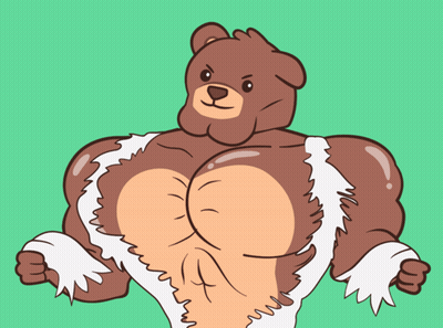 Muscular Teddy Bear Cartoon GIF