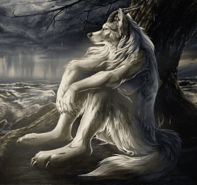Muscular Werewolf Hand On Head In Woods GIF