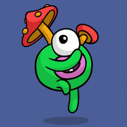 Mushroom One-Eyed Green Monster Dancing GIF