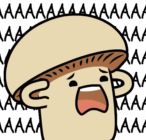Mushroom With Wide Open Mouth Cartoon Sticker