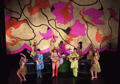 Musicians Playing On Colorful Stage GIF
