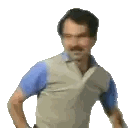 Mustache Man In Blue Shirt Hands On Hips Sticker