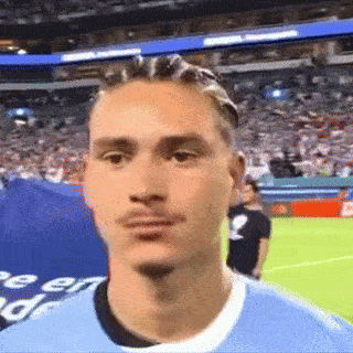 Mustache Man On Soccer Field Wearing Soccer Shirt GIF
