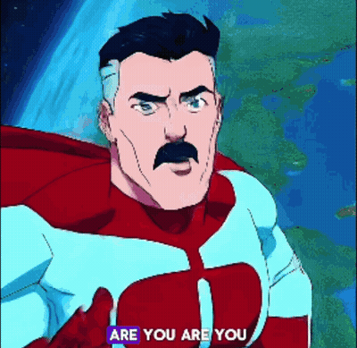 Mustached Cartoon Superhero Asking Are You Are You GIF