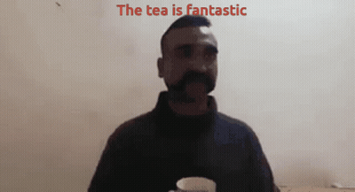 Mustached Man Holding Tea Saying The Tea Is Fantastic GIF