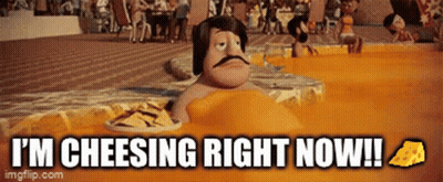 Mustached Man In Cheese Pool Says I'm Cheeseing GIF