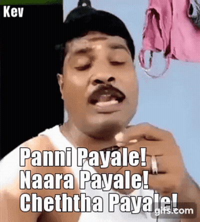 Mustached Man Making Funny Face Saying Panne Payale Naara Payale
